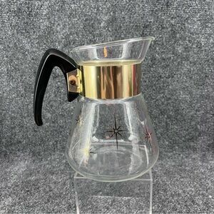 Vtg Pyrex Corning Atomic Starburst Coffee Pot Carafe Pitcher 4 Cup Glass
